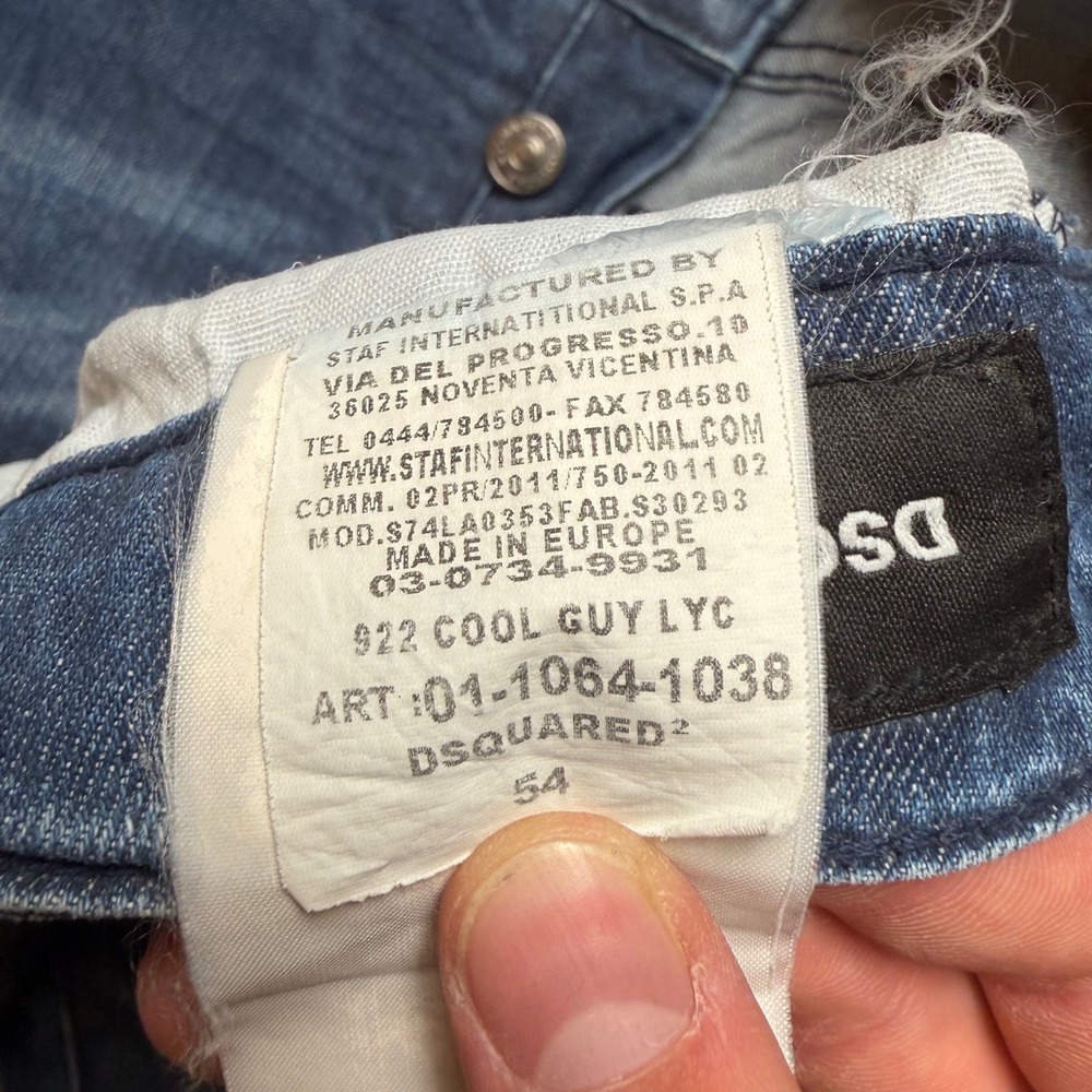 Dsquared2 Cool Guy Jeans Mens 54 Blue Distressed Paint Splatter Made in Italy - Picture 9 of 14